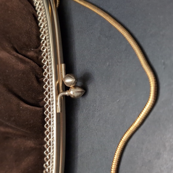 VGT,Brown Velvet Clutch/Purse Made In Hong Kong. - Picture 7 of 7